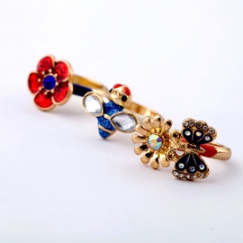 European and american fashion trend jewelry wholesale butterfly bee flower alloy ring ladies combination ring