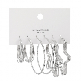 Female exaggerated fashion earrings set, female geometric five-pointed star combination earrings accessories, hot sale alloy jewelry wholesale