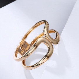 Cross-border supply of new bracelets europe and the united states popular exaggerated wide edge hollow spring alloy bracelet