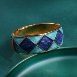 European and american hot-selling fashion bracelets, retro dripping oil, two-color tracing gold drum-shaped geometric pattern bracelets, wholesale gifts and jewelry