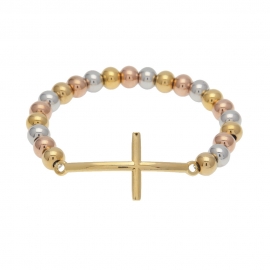 Cross-border source hot sale rosarybracelet trendy hip-hop cross beads stainless steel jewelry