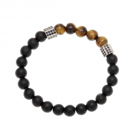 European and american trend natural stone black agate tiger eye zircon beaded bracelet aliexpress mens fashion jewelry