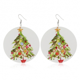 Cross-border european and american creative new products christmas earrings wild exaggerated log print christmas tree hypoallergenic earrings