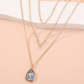 European and american hot-selling fresh and personalized design multi-layered fashion zircon natural abalone shell water drop necklace female ins