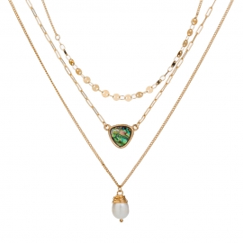 Fashion new natural color abalone shell jewelry freshwater pearl womens pendant new multi-layer necklace ins
