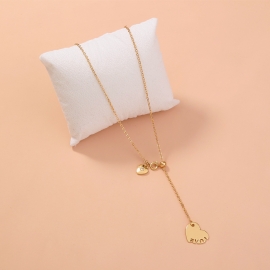 Japan and south korea ins foreign trade new exquisite metal love love pendant simple temperament necklace pull buckle clavicle chain