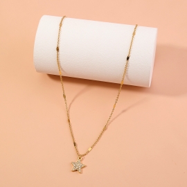 European and american foreign trade new product diamond star necklace female korean version five-pointed star clavicle chain simple and fresh student necklace