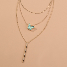 Japanese and korean ins net red explosion butterfly pendant multi-layer necklace creative design simple and cold wind choker jewelry