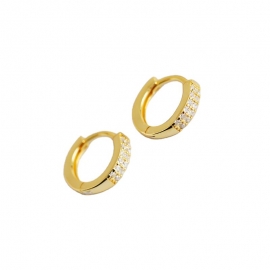 European and american double row diamond zircon s925 sterling silver ear stud earrings female