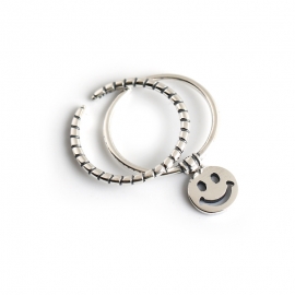 Simple fashion smiley s925 sterling silver open ring ring
