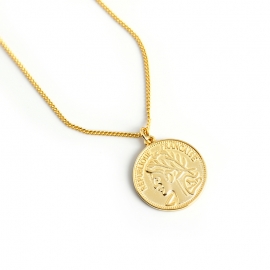 S925 sterling silver gold ins portrait head coin tag queen pendant item