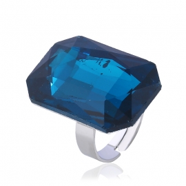 New european and american fashion high-end faceted square large gemstone ring diamond-studded ladies noble temperament ring