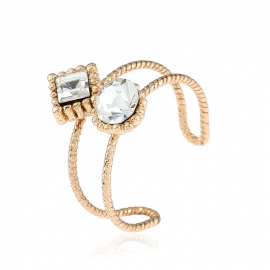 Simple style color-preserving gold non-fading hemp rope square round zircon ring female models non-allergic alloy jewelry wholesale