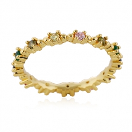 Colorful zircon female fashion simple ring