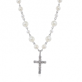 Wild cross pendant pearl swan neck clavicle necklace