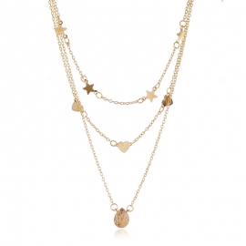 Retro exaggerated personality water drop necklace iron sheet love pendant multilayer necklace