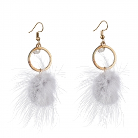 Korean style short temperament hair ball earrings cute sweet small fresh personality earrings