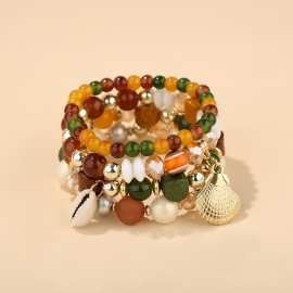 European and american exquisite natural shell pendant fashion jewelry, devil eye multiple combination bracelet factory direct sales