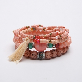 European and american cross-border bracelets large ceramic multilayer elastic bracelets bohemian ethnic style hot selling bracelet wholesale