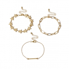 European and american cross-border jewelry, simple hip-hop cross chain bracelet, feminine temperament star-shaped one-word set bracelet