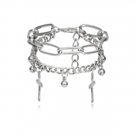 European and american cross-border jewelry, punk cold wind round ball geometric jewelry female retro religious cross pendant bracelet