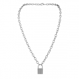 European and american cross-border jewelry, personalized retro geometric necklace sweater chain women, simple lock-shaped versatile temperament necklace