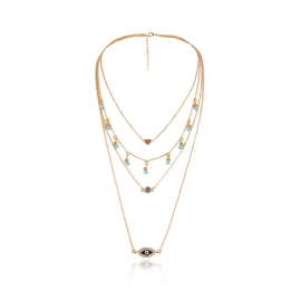 European and american cross-border jewelry, retro ethnic style, exaggerated multi-layered necklace, dripping eyes, crystal tassel original necklace