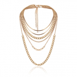 European and american cross-border jewelry, punk metal hip hop suit, womens simple mix and match cross chain geometric necklace