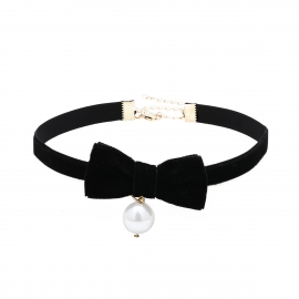 European and american fashion simple jewelry, wild korean style temperament personality necklace bow knot pearl pendant necklace women