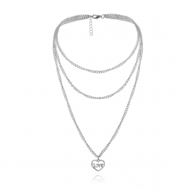 European and american cross-border jewelry simple single-layer chain necklace female retro multi-layer heart-shaped love geometric hollow necklace