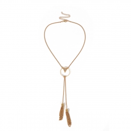 European and american cross-border jewelry, all-match new retro personality exaggerated geometric triangle diamond tassel pendant necklace