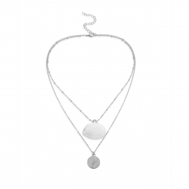 European and american cross-border jewelry beach creative simple handmade necklace female scallop devil eye double pendant necklace