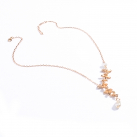 European and american jewelry fashion style elegant small orchid pearl drop short necklace