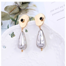 European and american retro baroque pearl earrings geometric design niche temperament earrings