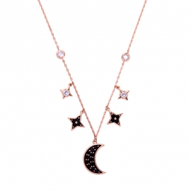 New black diamond necklace ins style fashion gift star moon clavicle chain female
