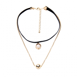 European and american jewelry wholesale planet pendant short choker necklace female simple double layer detachable clavicle chain