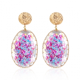 Sweet fashion ladies earrings acrylic transparent donut earrings 925 white fungus needle earrings personalized jewelry