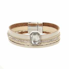 European and american bohemian leather bracelet multilayer narrow edge zircon bangle jewelry