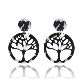 Korean fashion ins girl wild personality earrings acetate plate geometric tree of life exaggerated popular earrings women