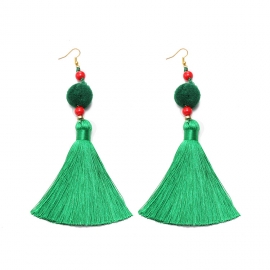 Bohemian fashion exaggerated earrings european and american big brand long tassel pompom pendant earrings women small jewelry