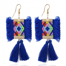 Bohemian retro fashion embroidery tassel earrings ethnic style simple wild earrings women earrings wholesale