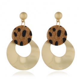 European and american style fashion all-match exaggerated cross-border hot selling earrings geometric round acrylic metal leopard print earrings