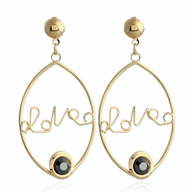 European version of wild temperament creative new earrings alloy dot diamond letter love shape earrings factory direct sales