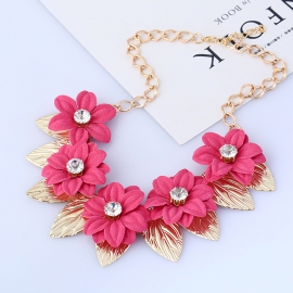 Cross-border exclusively for aliexpress popular necklaces european and american jewelry alloy flowers diamond all-match necklace accessories explosive products