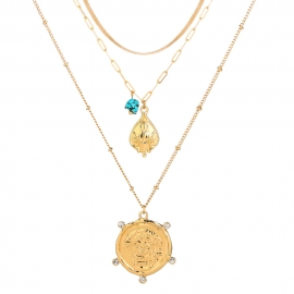 Hot selling in europe and america multi-layered portrait roulette pendant flat snake chain european and american personality clavicle chain can be split