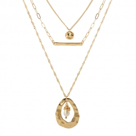 European and american k gold necklace, hollow water drop hand-woven freshwater pearl pendant multi-layer necklace, tanabata necklace