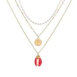 European and american fashion personality jewelry colorful natural shell multi-layer necklace retro head tag female accessories