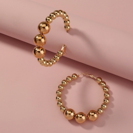 European and american cross-border hot-selling jewelry, simple personality, metal bead hoop earrings, exaggerated temperament, fashionable earrings for women