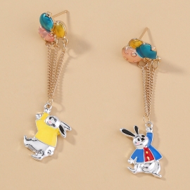 European and american foreign trade hot-selling trend earrings cute balloon rabbit long tassel earrings asymmetric earrings female