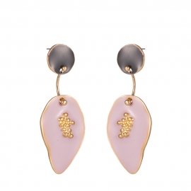 European and american popular new fashion creative earrings, round earrings, colorful metal leaf earrings, wholesale jewelry